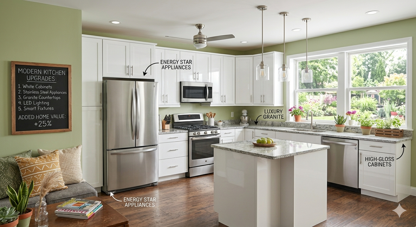 Updated modern kitchen showcasing improvement ideas that add value to homes